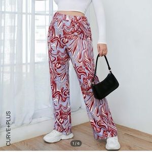 SHEIN Curve All Over Print High Waist Pants